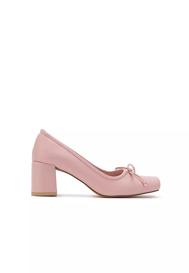 Discount on Nose  shoes - SKU: BOW SQUARE-TOE BLOCK-HEEL BALLET PUMP