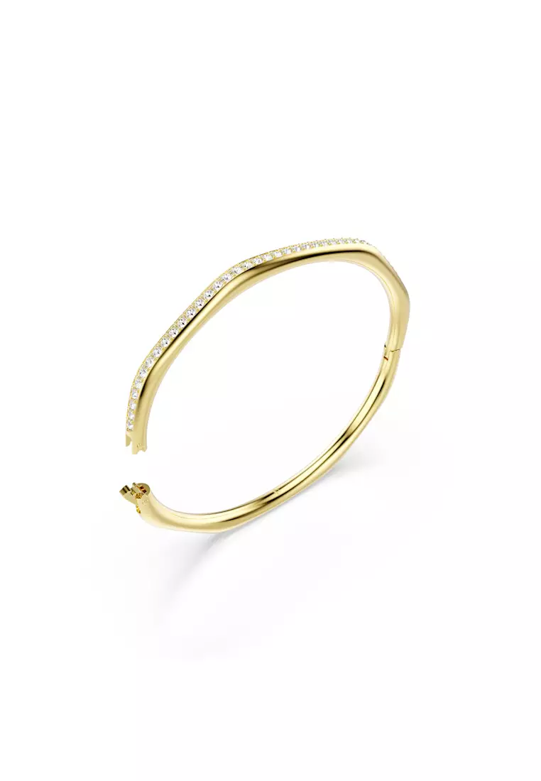 Dextera bangle, Octagon shape, Round cut, White, Gold-tone plated