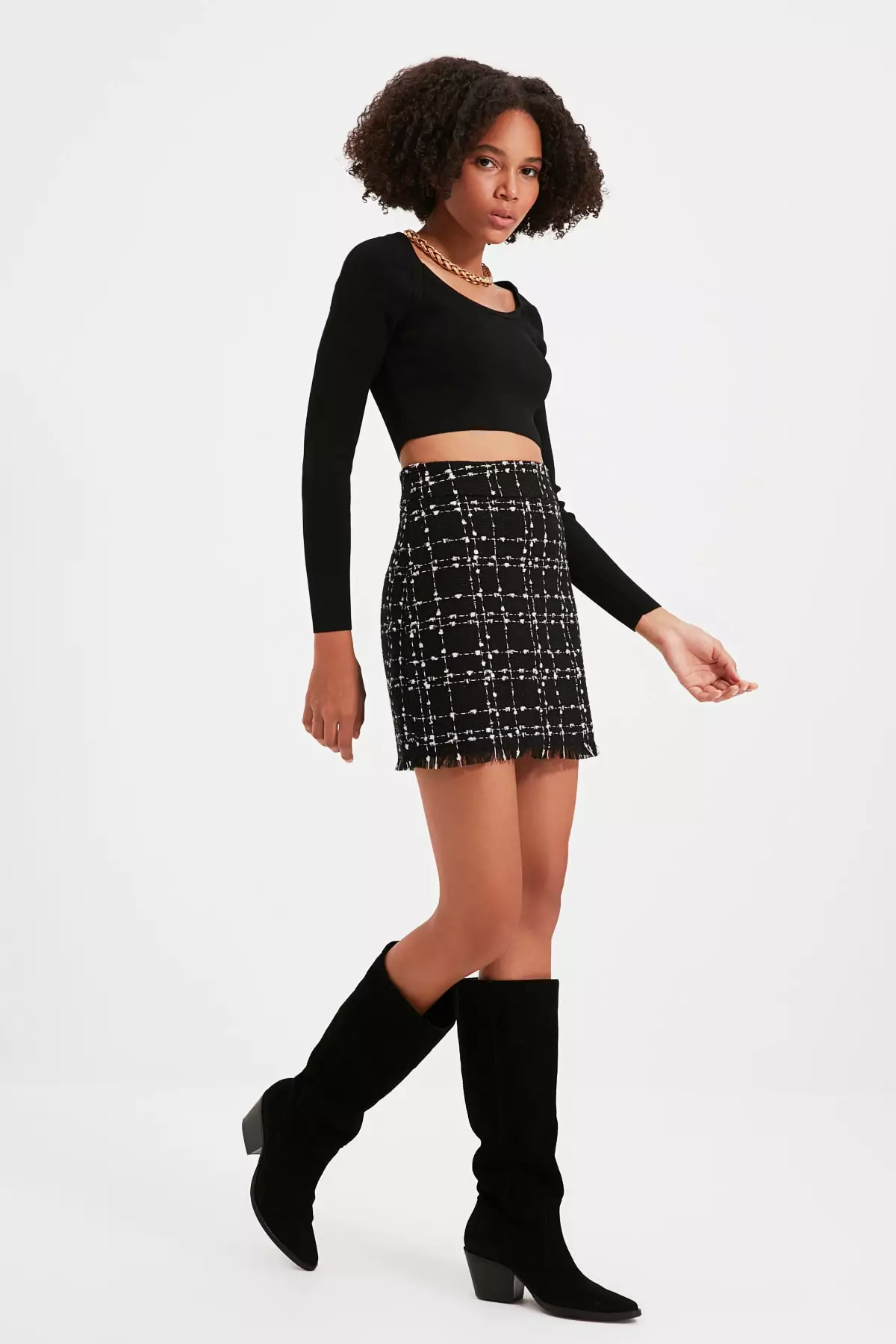 Buy Trendyol Tassel Detailed Tweed Mini Skirt 2026 Online | ZALORA