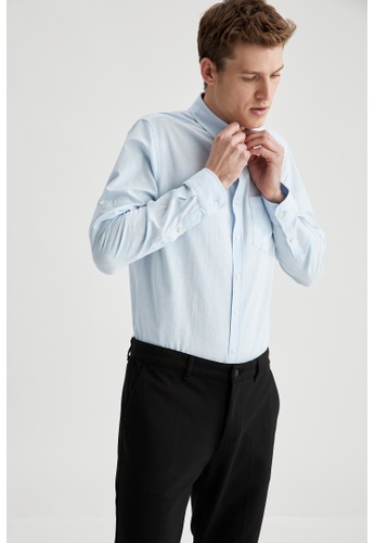 DeFacto blue Long Sleeve Cotton Shirt 1717BAA050CE28GS_1