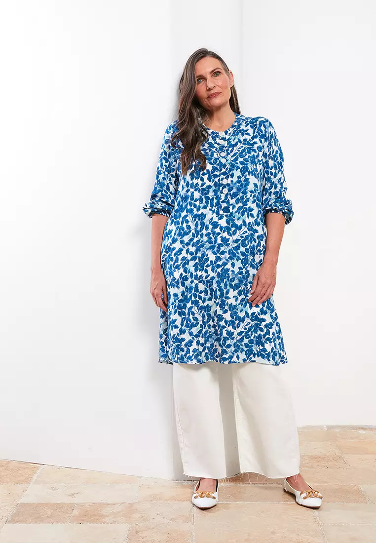 Buy Pure Cotton Tunic Tops For Women Blue Printed Empire, 51% OFF