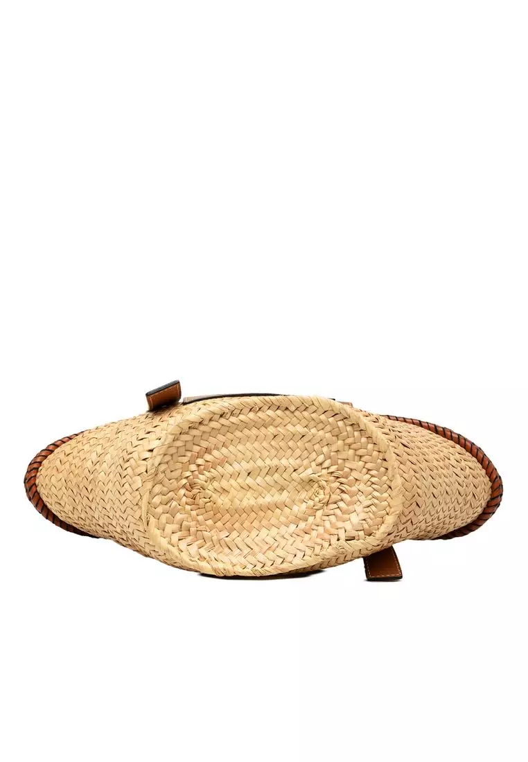 Pre-Loved Loewe Small Raffia Anagram Basket Tote
