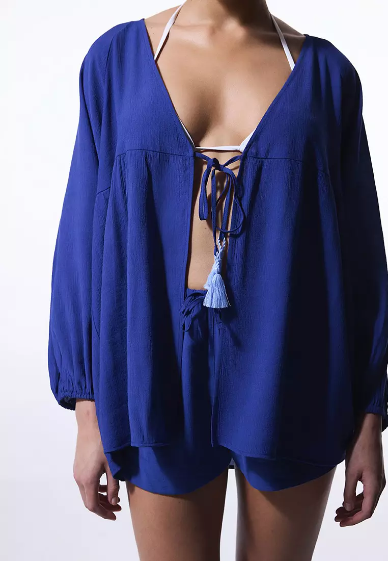 Freya Crinkle V-Neck Midi Kimono