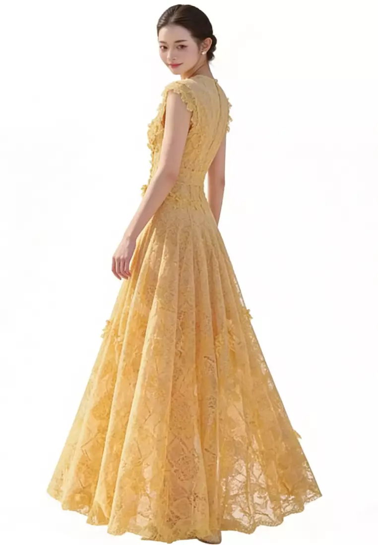 Lace Floral Maxi Dress CA26040210YE