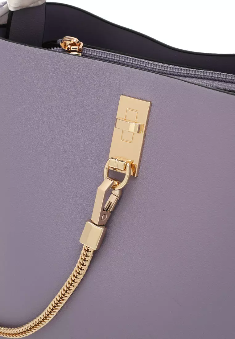 Women's Chain Top Handle Bag / Sling Bag / Crossbody Bag / Shoulder Bag (Tas Selempang Wanita / Tas Tangan Wanita / Tas Bahu Wanita) - Ungu