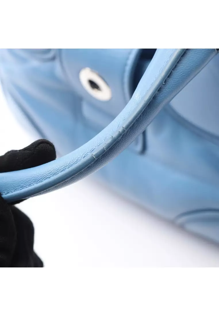Pre-Loved Prada MOON Handbag leather blue 2WAY