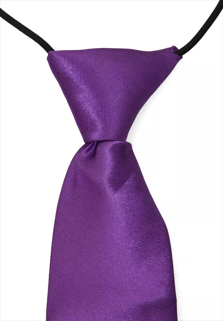 Deborah Aksesoris Fashion Dasi Instan Anak Pria Motif Polos Child Tie Material Satin ORIGINAL - Purple