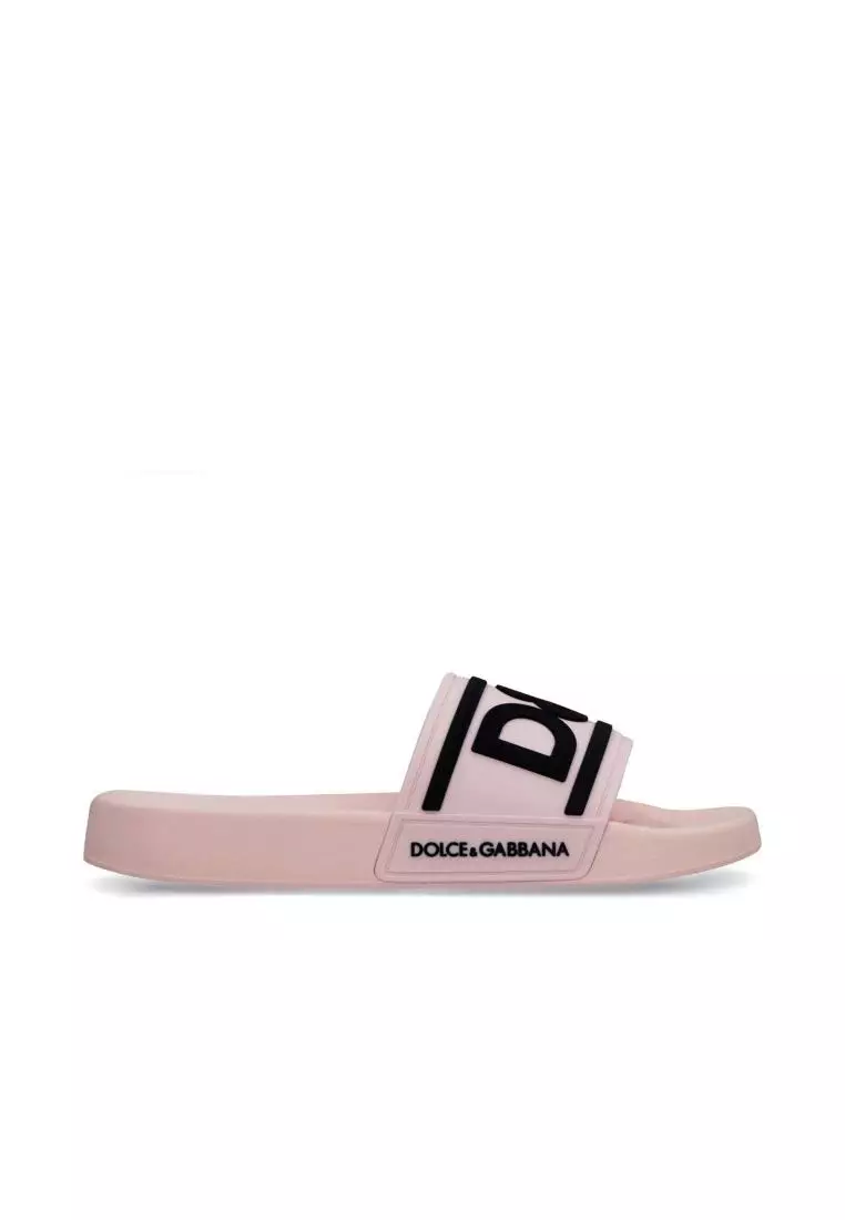Dolce and gabbana pink slides best sale