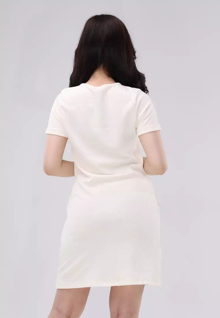 Textured Knits Short Sleeves Round Neck Dress
