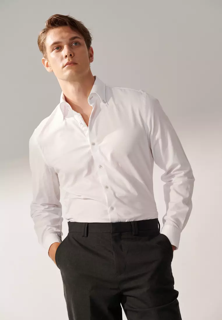 White Textured Classic Shirt