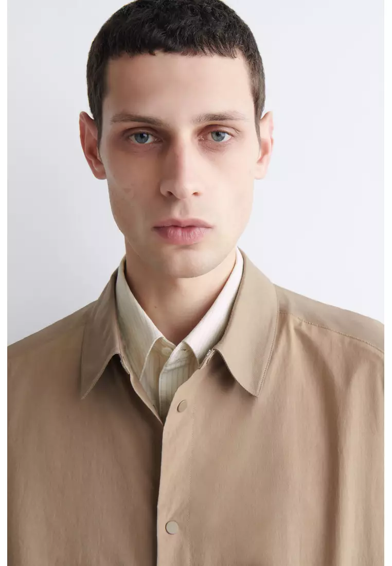 CONTRAST-PANEL COTTON OVERSHIRT