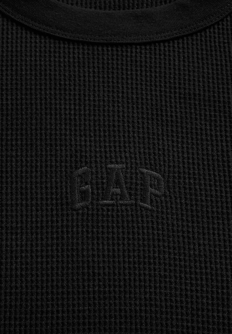 French Terry Long Sleeve Waffle Mini Logo Crewneck Sweatshirt