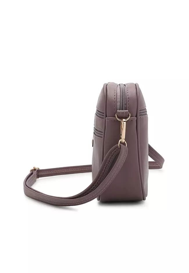 Multi Compartment Crossbody Bag / Sling Bag (Tas Selempang Wanita) - Ungu