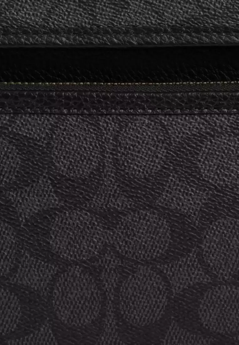 Sullivan Flap Crossbody Bag In Signature Canvas in Charcoal/ Black CZ396