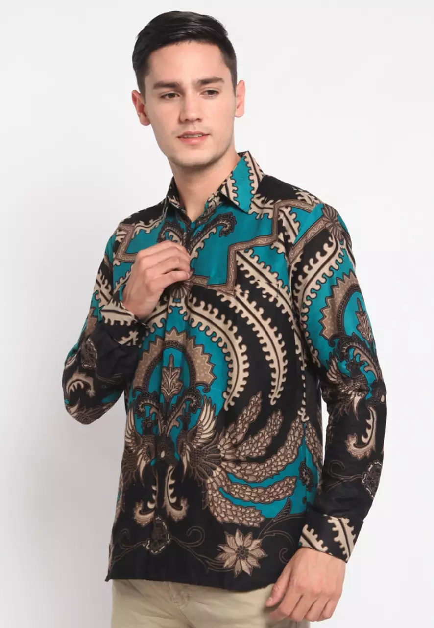 Kemeja Batik Pria Premium Slimfit Elegant Modern Lengan Panjang Masopati Ijo