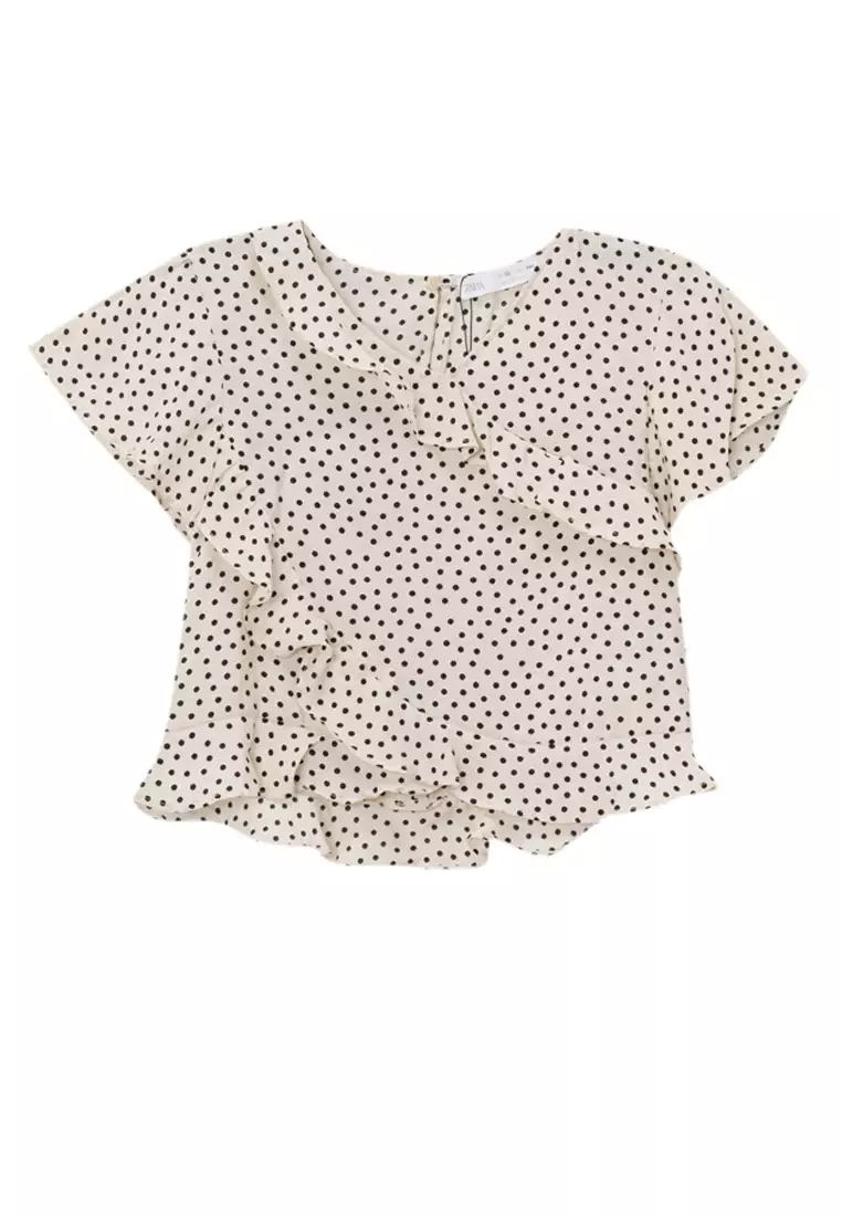 Ruffle polka dot blouse outlet
