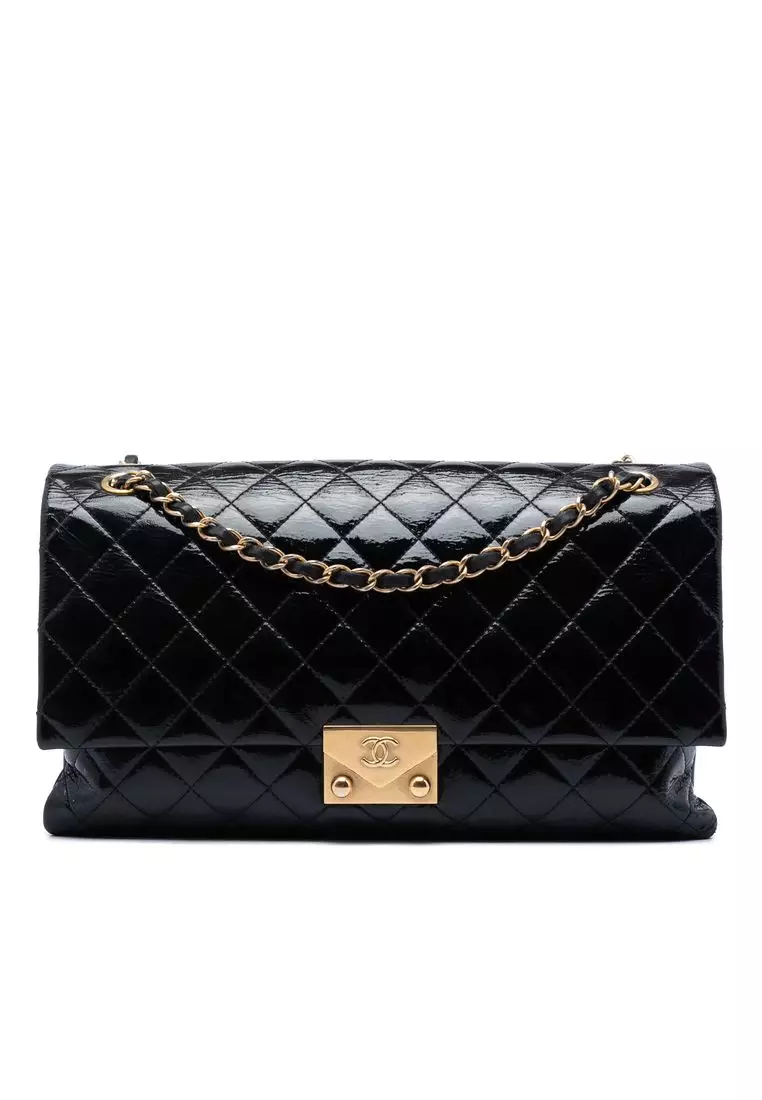 Pre-Loved Chanel Quilted Crinkled Patent Pagoda Accordion Flap