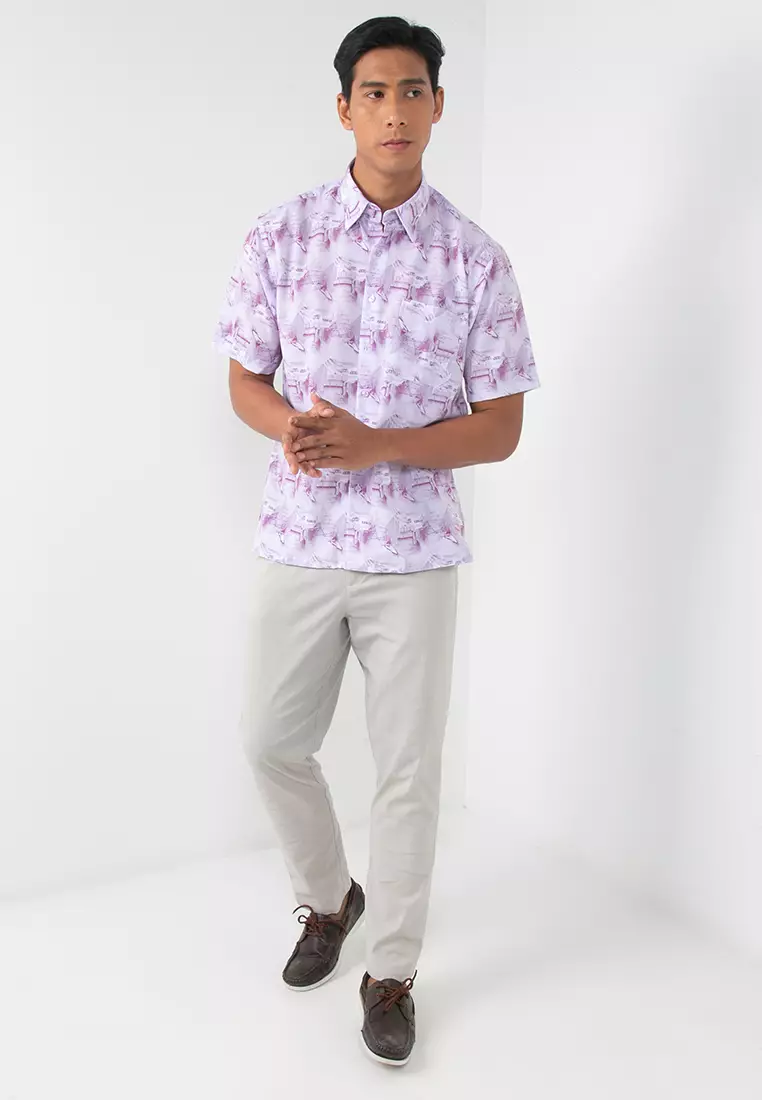 Purple short outlet sleeve shirt