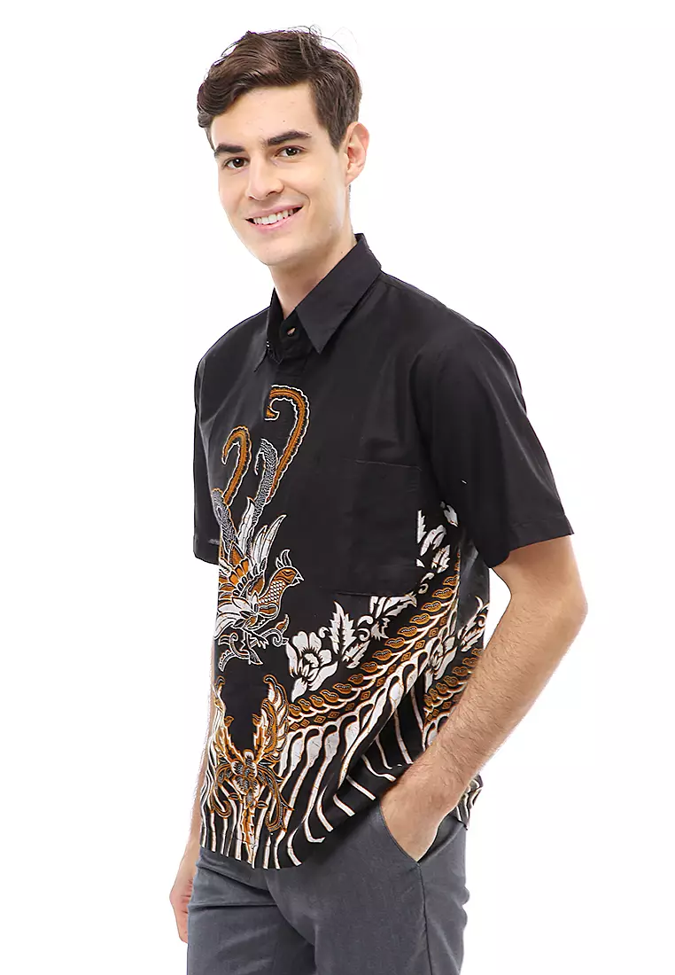 Kendrick Atasan Formal Kemeja Batik Pria Motif Ayam Short Sleeve Material Cotton ORIGINAL