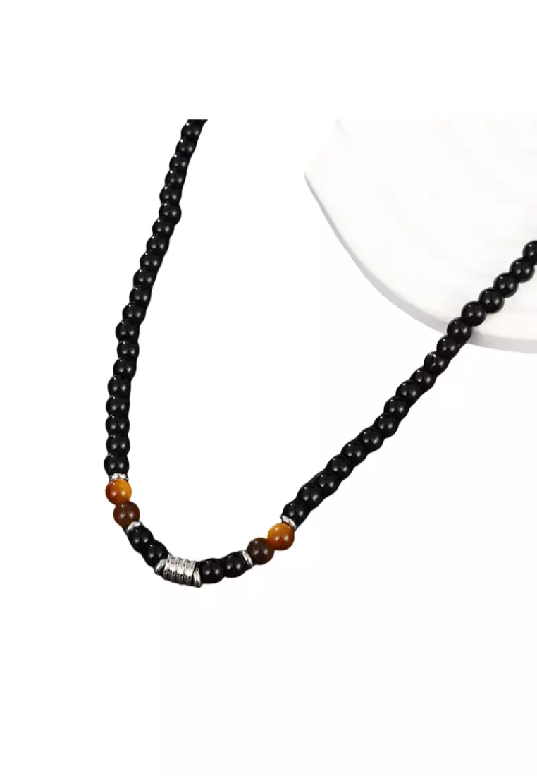 Buy OPCHIC Men's Obsidian Luck Bead Necklace 2025 Online ZALORA