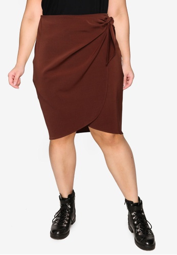 Vero Moda brown Plus Size Kakki Skirt 16454AA11AA1C1GS_1