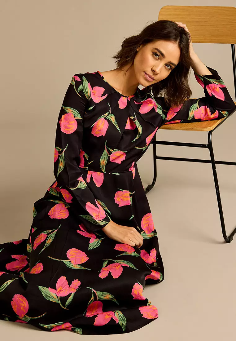 Gina Floral Print Viscose Maxi Dress