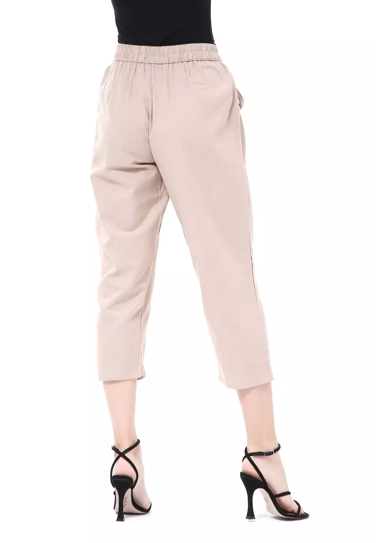 Stella Long Pants Celana Kulot Wanita Korean Style Material Linen ORIGINAL - Cream