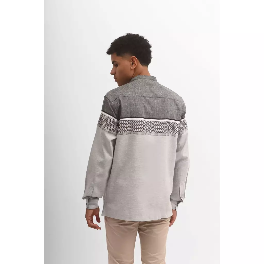 MANZONE Kemeja koko  Lengan Panjang Pria IRSYAD - BLACK