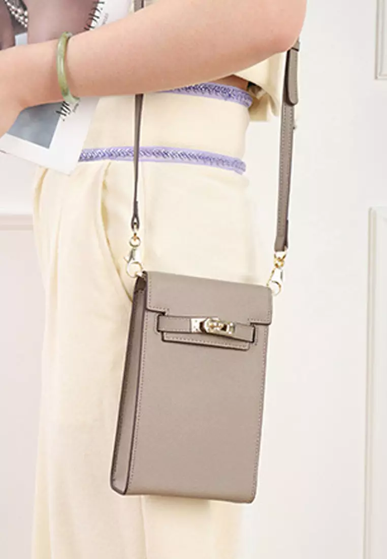 Genuine Calf Leather Metal Buckle Mobile Shoulder Bag JW YT-6764