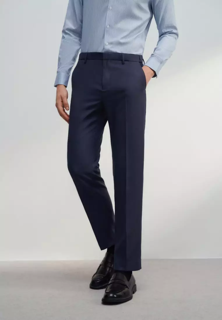 Teflon Smart Fit Twill Suit Pants with Elastic Waist Band