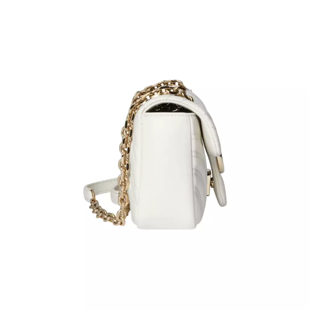 GG Marmont Small Shoulder Bag White Ghw