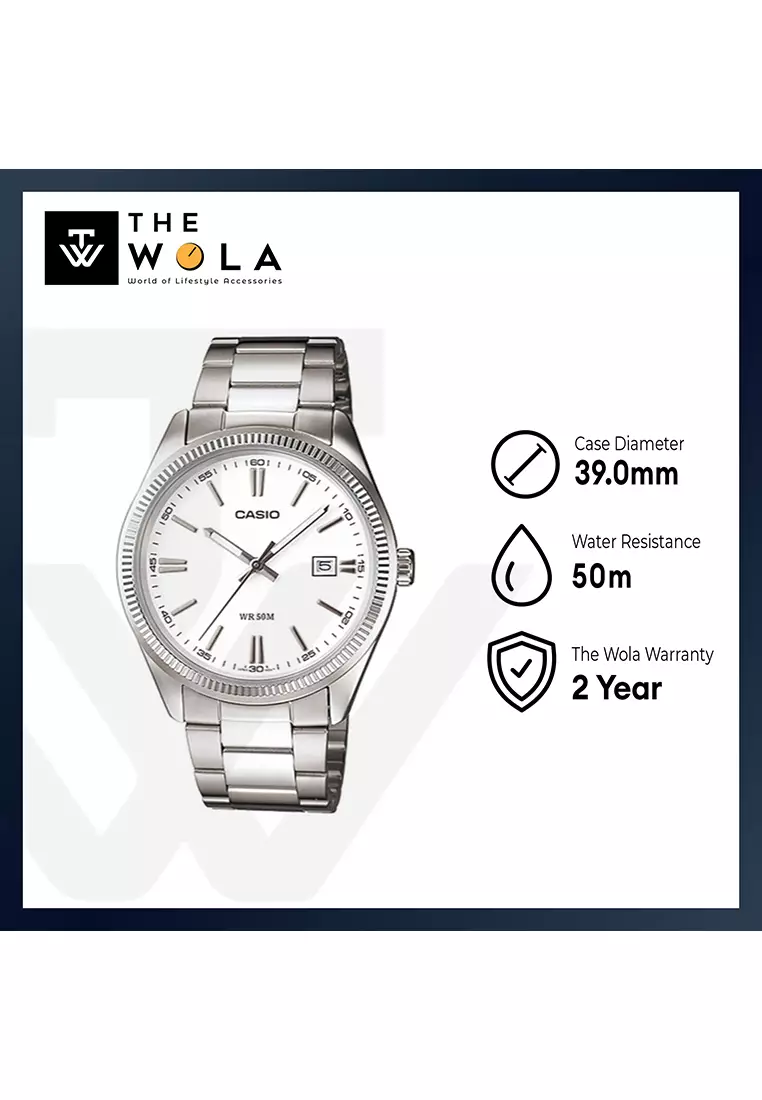 Men Analog Watch MTP-1302D-7A1V Silver Stainless Steel Strap