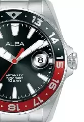 Jam Tangan Pria Alba Mechanical AU4073 AU4073X1  Strap Steinless Steel Silver Color Men Black Dial Automatic Series Watch Original Garansi Resmi