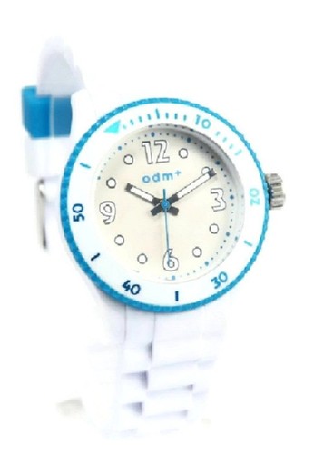 ODM Jam Tangan Wanita Putih Biru Rubber Strap DM038-03