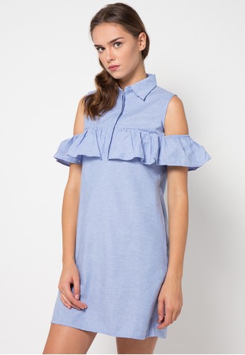 Caselle Ruffle Dress - Blue