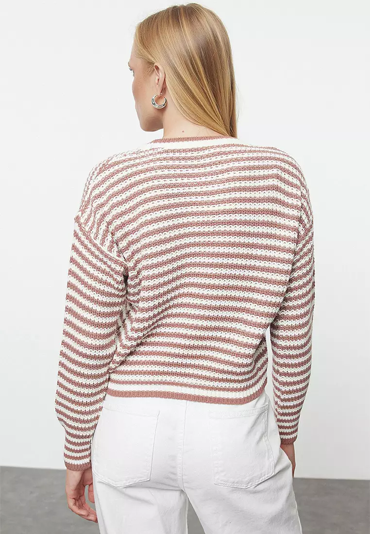 Crop Striped Knitwear Sweater