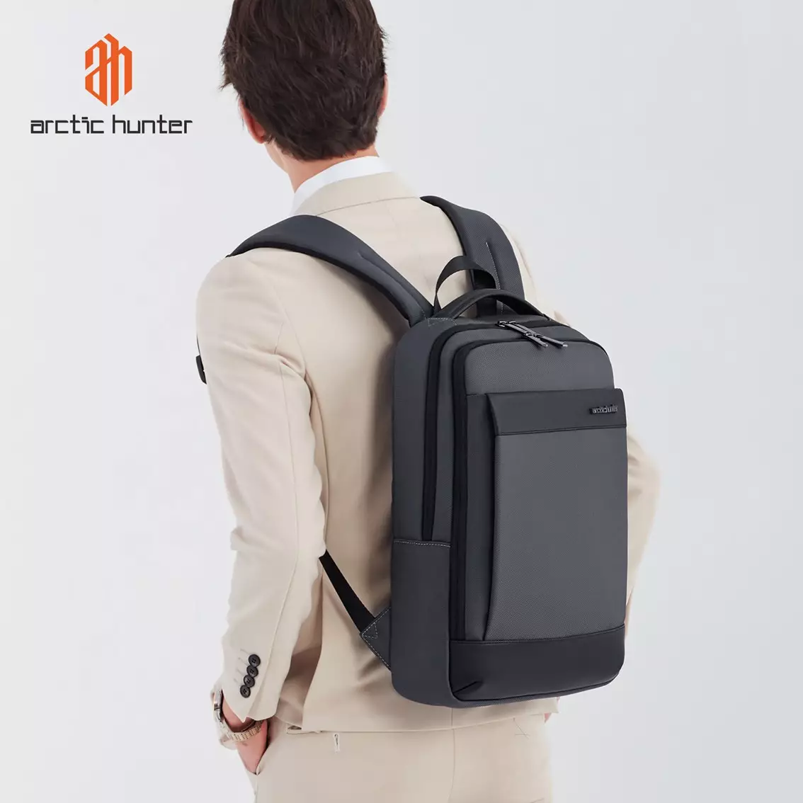 Arctic Hunter B00690 Tas Backpack Laptop Ransel Kerja Kantor Kasual 15.6 Inch- GREY