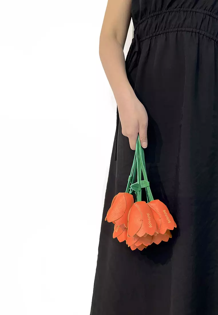 [Online Exclusive] Flower Key-ring Bag Charm - Orange