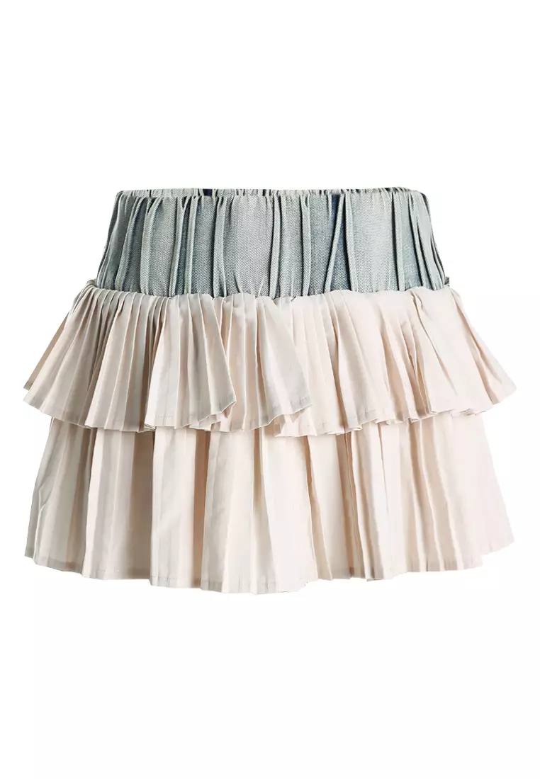 Ruffle Two-Tone Mini Skirt