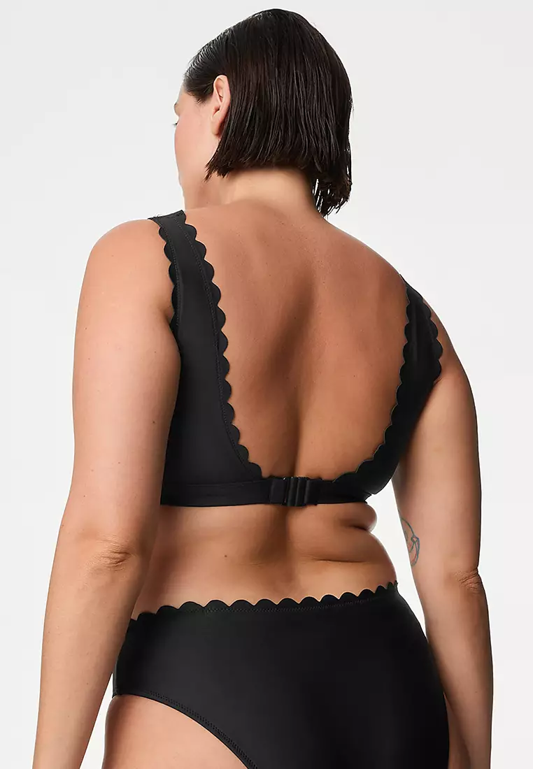 Neoprene Padded Scallop Plunge Bikini Top