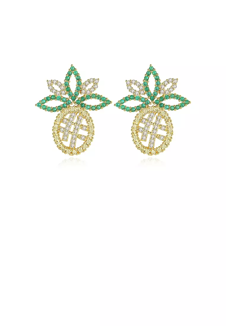 Gold pineapple stud earrings cheap