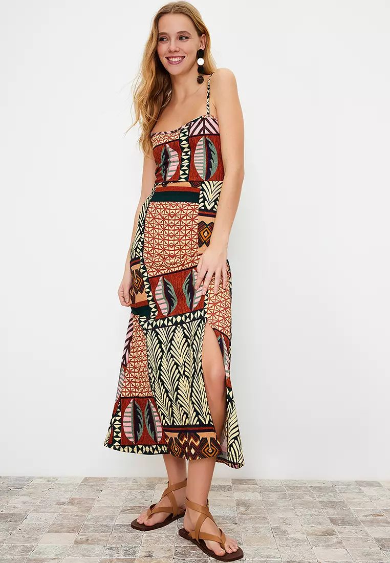 A line printed midi dress women 5549