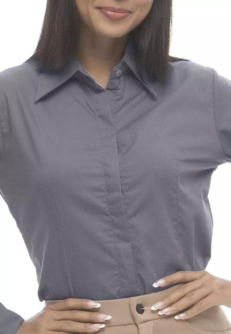 Delaney Pinstripe Long Sleeve Office Blouse