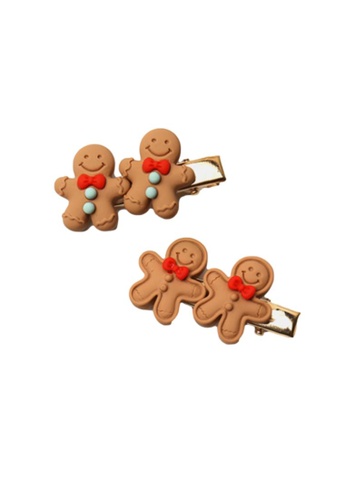 Kings Collection brown Gingerbread Man Hairpin (2 Piece Set) (KCHM1094-95) F4680AC5A8C58FGS_1