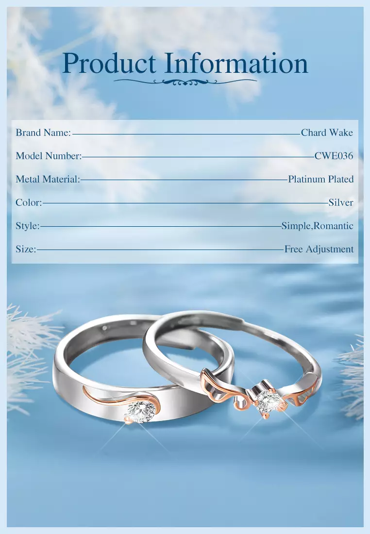 Cincin Couple Original Angel Wings Design Korea Fashion Perhiasan Hadiah Cincin Wanita Pria