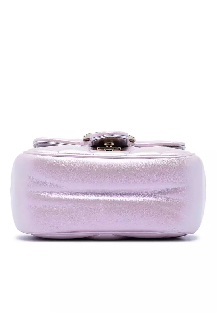 Pre-Loved Gucci Mini Gg Marmont Matelasse Iridescent Calfskin Flap Crossbody