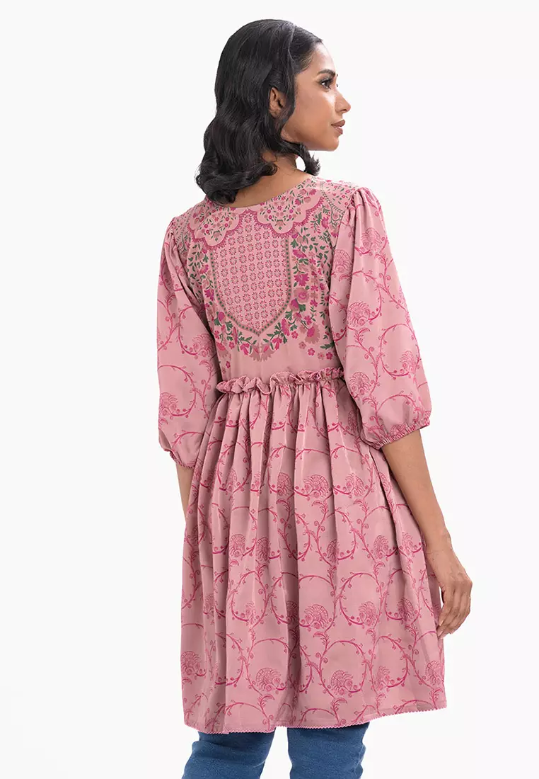 Le Reve 女士花卉印花绉布束腰外衣