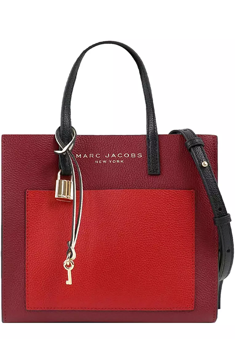 Marc Jacobs Mini Grind Colorblock Leather Tote Bag in Pomegranate Multi M0016132