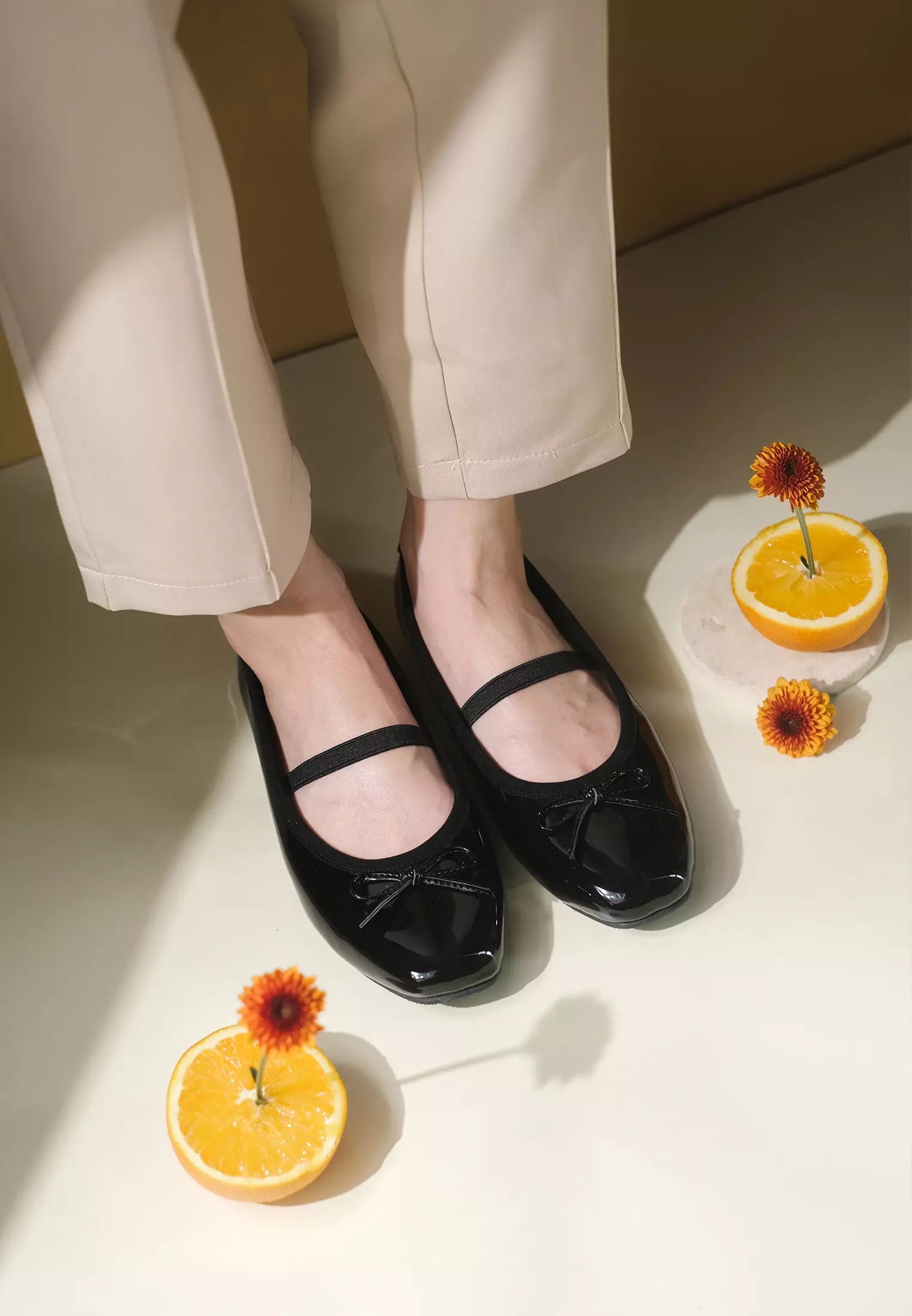 Poppy Ballerina Flat Shoes Square Toe with Bow