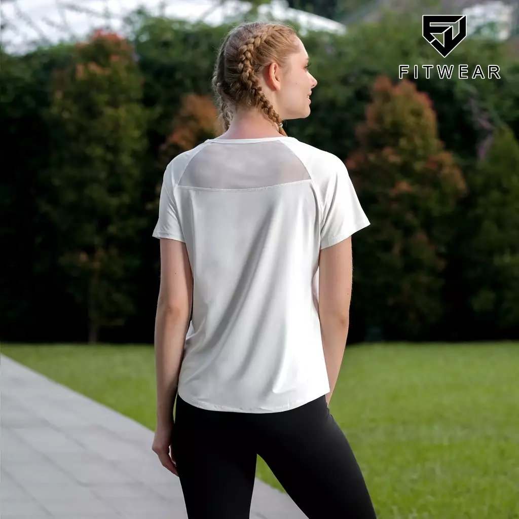 Fitwear Kaos Olahraga Wanita RORRA OVERSIZE DRYFIT BACKMESH - WHITE